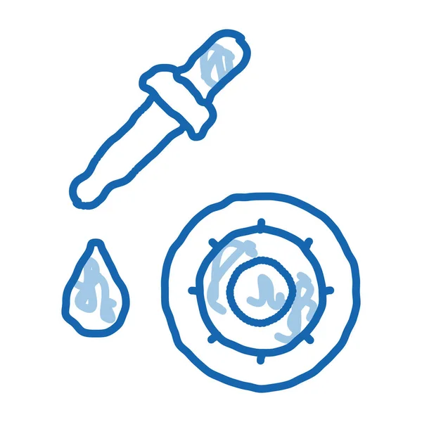 Pipette Microbe Sketch Icon Vektor Handgezeichnete Blaue Doodle Line Art — Stockvektor