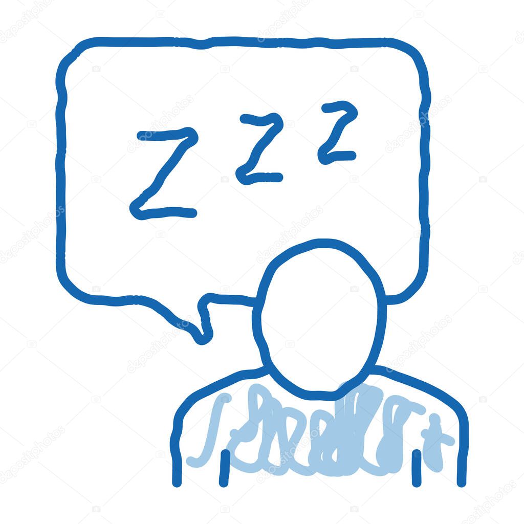 Human Zzz In Quote Frame sketch icon vector. Hand drawn blue doodle line art Human Zzz In Quote Frame sign. isolated symbol illustration