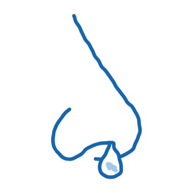 Koşan Burun taslak ikon vektörü. El çizimi mavi karalama çizgisi Koşan Burun tabelası. izole edilmiş sembol çizimi