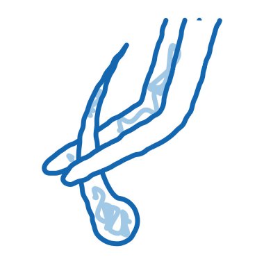 Saç taslak ikonu vektörü alınıyor. El çizimi mavi karalama çizgisi. Saç yolma işareti. izole edilmiş sembol çizimi