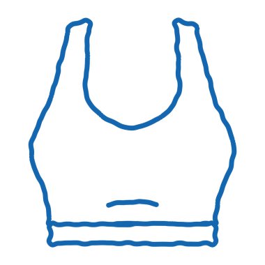 Spor İç Çamaşırı taslak ikonu vektörü. El çizimi mavi karalama çizgisi, spor iç çamaşırı tabelası. izole edilmiş sembol çizimi