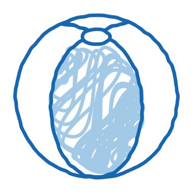 Top taslak ikon vektörü oynanıyor. El çizimi mavi karalama çizgisi top oynarken işareti. izole edilmiş sembol çizimi