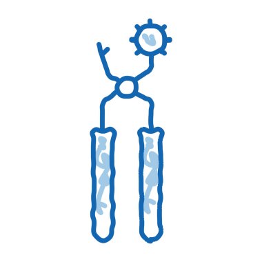 Robot resim ikonu vektörünü onar. El çizimi mavi karalama çizgisi. Sanat Tamir Aracı tabelası. izole edilmiş sembol çizimi