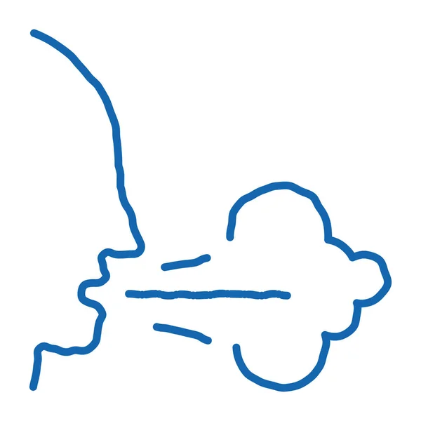 Umano Tosse Schizzo Icona Vettore Disegnato Mano Blu Doodle Line — Vettoriale Stock