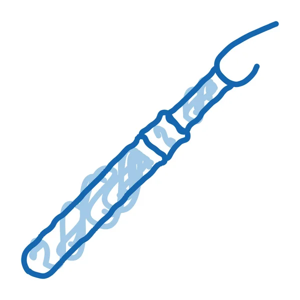 ナイフのスケッチアイコンベクトルを縫う 手描きの青いドアラインアートソーイングナイフのサイン 孤立したシンボルイラスト — ストックベクタ