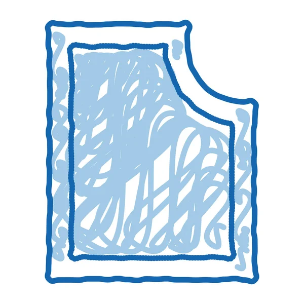 缝纫材料草图图标矢量 手绘蓝色涂鸦线艺术缝制材料标志 孤立的符号说明 — 图库矢量图片