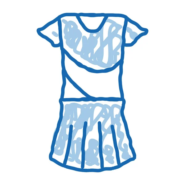 테니스 스케치 아이콘 손으로 테니스 Woman Tennis Suit 고립된 상징적 — 스톡 벡터