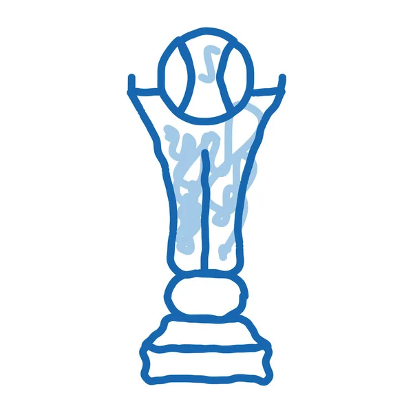 Şampiyonluk Kupası Taslak Ikonu Vektörü Çizimi Mavi Çizgili Sanat Şampiyonluğu — Stok Vektör