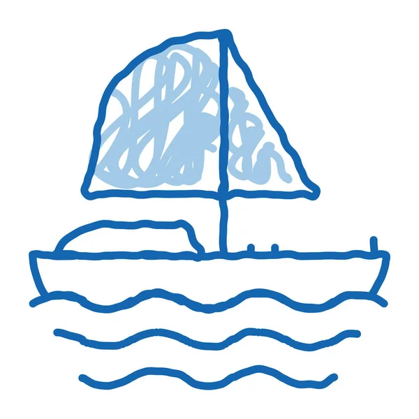 ヨットボートのスケッチアイコンベクトル 手描きの青いドアラインアートヨットボートのサイン 孤立したシンボルイラスト — ストックベクタ