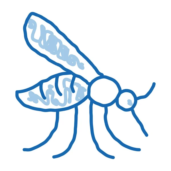 マラリア蚊のスケッチアイコンベクトル 手描きの青いドアラインアートマラリア蚊のサイン 孤立したシンボルイラスト — ストックベクタ