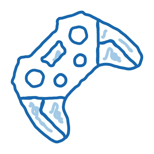 Hra Joystick Náčrtek Ikony Vektor Ručně Kreslené Modré Čmáranice Výtvarné — Stockový vektor