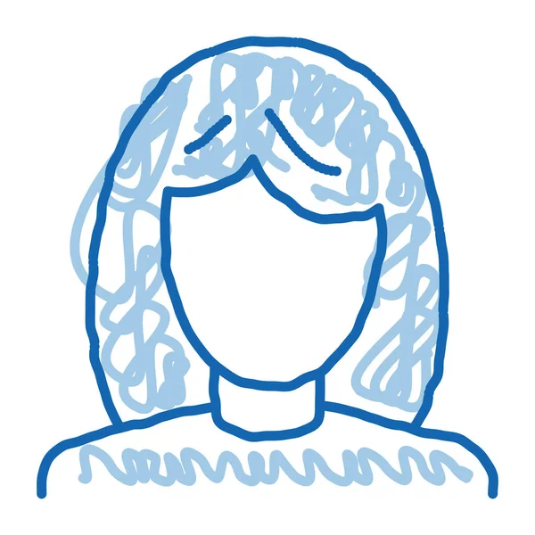 Femme Silhouette Croquis Icône Vecteur Dessiné Main Bleu Doodle Ligne — Image vectorielle