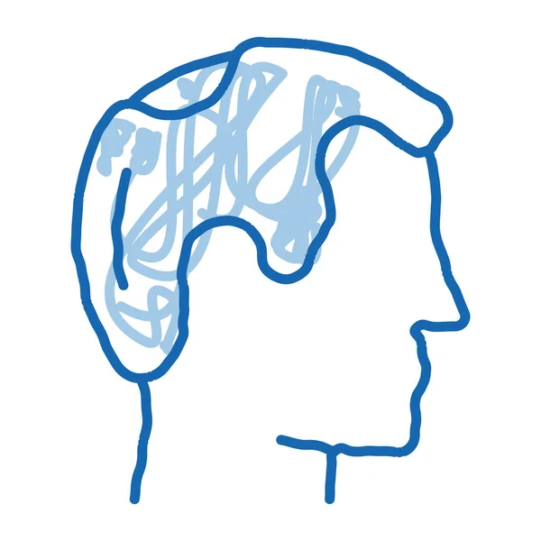 Balding Man Profiel Schets Icoon Vector Met Hand Getekend Blauw — Stockvector