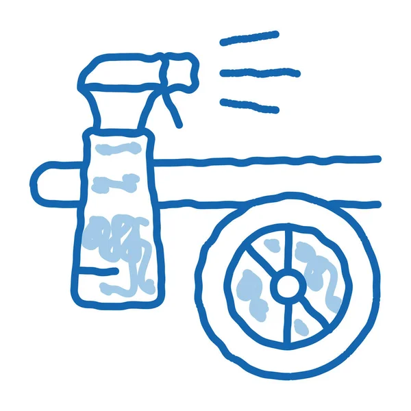 スプレー面スケッチアイコンベクトルを洗う 手描きの青いドアラインアートスプレーンサインを洗う 孤立したシンボルイラスト — ストックベクタ