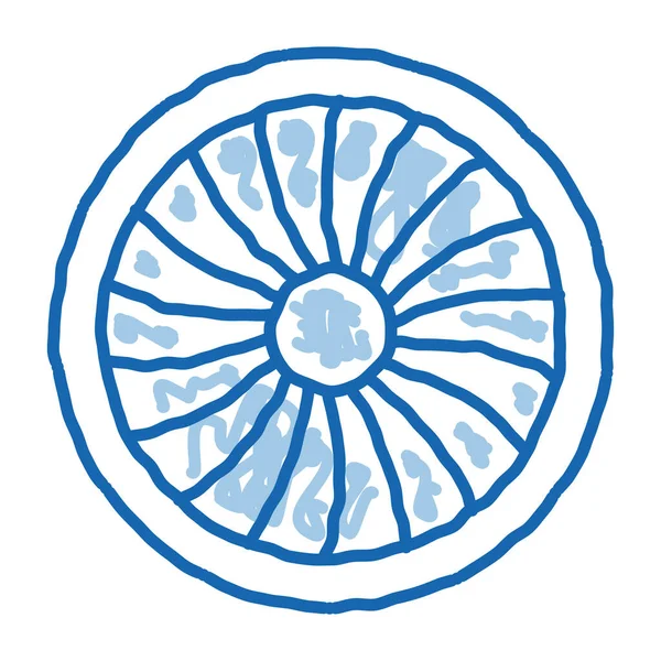 Türbin motoru taslak ikon vektörü. El çizimi mavi çizgili sanat türbini motor tabelası. izole edilmiş sembol çizimi