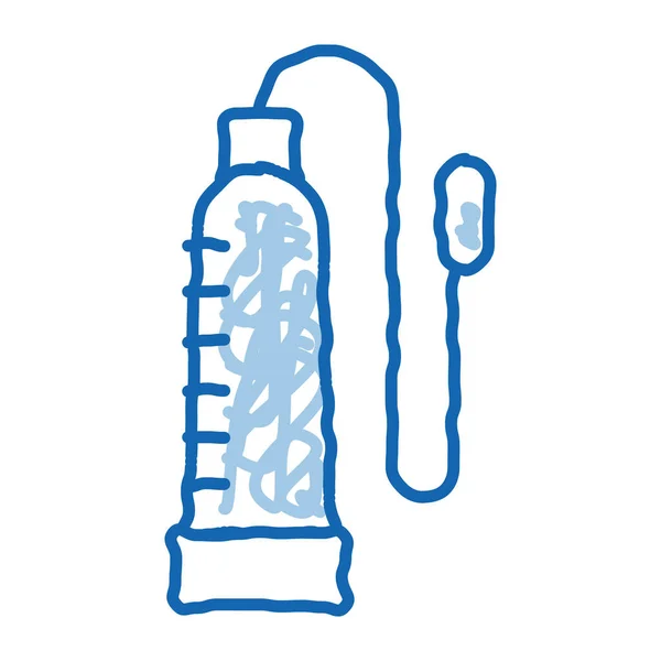 Penis Pump Sketch Icon Vector Hand Drawn Blue Doodle Line - Stok Vektor