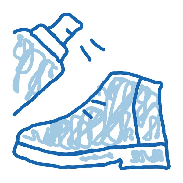 Spray Paint Shoe Vector Icono Boceto Señal Dibujada Mano Línea — Archivo Imágenes Vectoriales