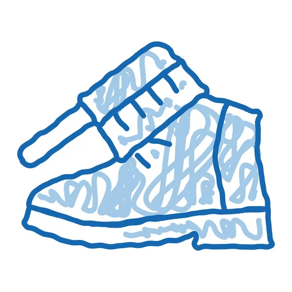 Schuhbürsten Skizziert Icon Vektor Handgezeichnetes Blaues Doodle Line Art Shoe — Stockvektor