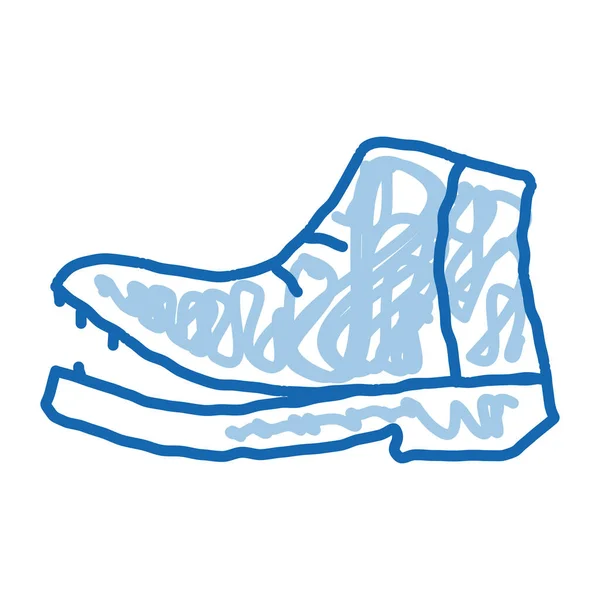 Zapato Rasgado Único Boceto Vector Icono Mano Dibujada Azul Garabato — Vector de stock