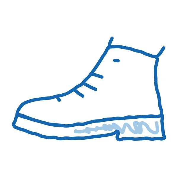 Vecteur Icône Croquis Chaussure Réparé Dessiné Main Bleu Doodle Ligne — Image vectorielle