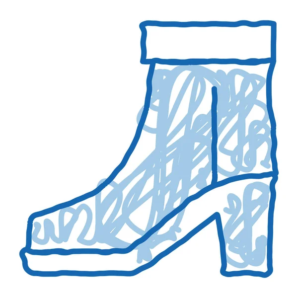 Завантажити Піктограму Ескізу Взуття Рука Намальована Синьою Каракулевою Лінією Мистецтва — стоковий вектор