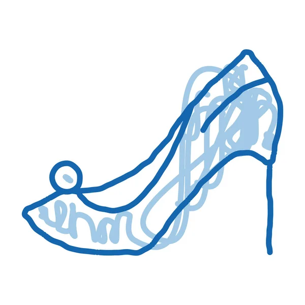 Vektor Sketsa Sepatu Wanita Tangan Ditarik Garis Corat Coret Biru - Stok Vektor