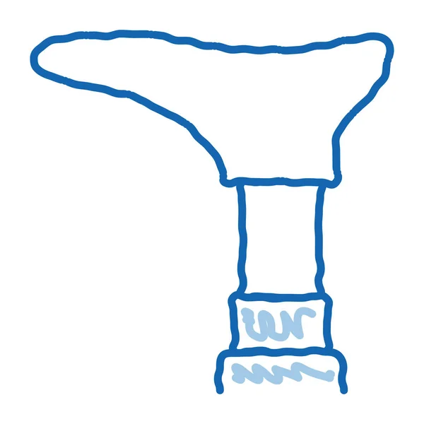 腿修复工具草图图标向量 手绘蓝色涂鸦线艺术腿修理工具标志 孤立的符号说明 — 图库矢量图片