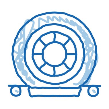 Tahliye Aracı taslak ikon vektörü. El çizimi mavi karalama çizgisi sanat tahliye aracı tabelası. izole edilmiş sembol çizimi