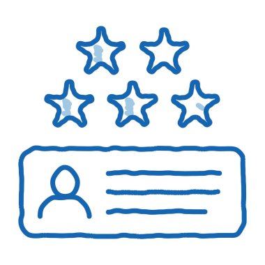 Stars 'ın skeç ikon vektörünü incele. El çizimi mavi karalama çizgisi Sanat Eleştirisi Yıldızları işareti. izole edilmiş sembol çizimi