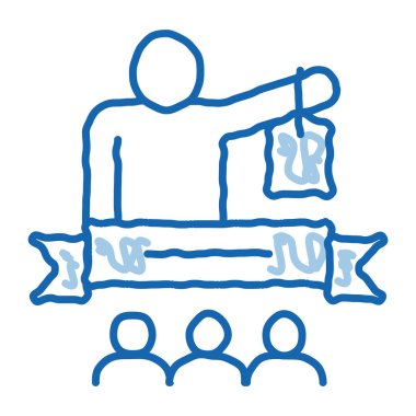 İnsan Kurdele taslak ikon vektörü. El çizimi mavi karalama çizgisi İnsan Kurdelesi işareti. izole edilmiş sembol çizimi