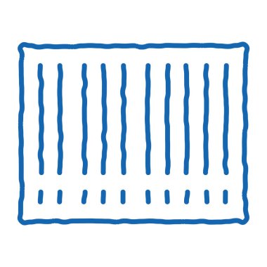 Barkod Barkodu taslak ikon vektörü. El çizimi mavi karalama çizgisi, barkod işareti. izole edilmiş sembol çizimi