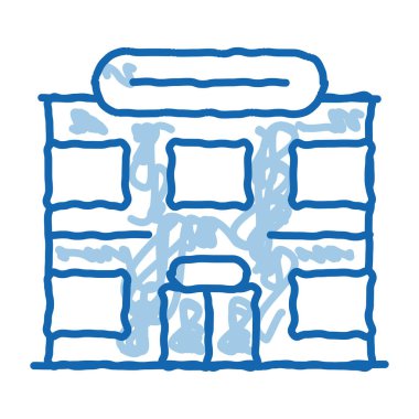 Süpermarket taslak ikon vektörü. El çizimi mavi karalama çizgisi Süpermarket tabelası. izole edilmiş sembol çizimi