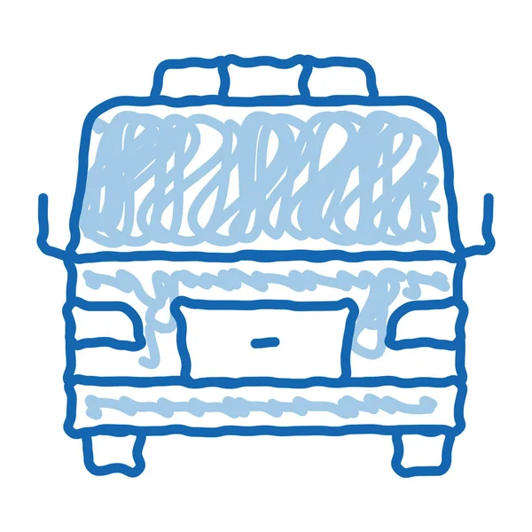 Traino Auto Camion Schizzo Icona Vettore Disegnato Mano Blu Doodle — Vettoriale Stock