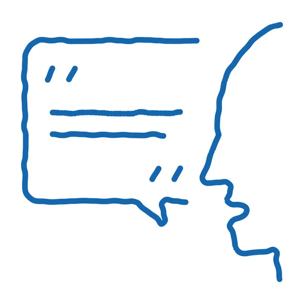 Vetor Ícone Esboço Fala Humana Mão Desenhado Azul Doodle Linha — Vetor de Stock