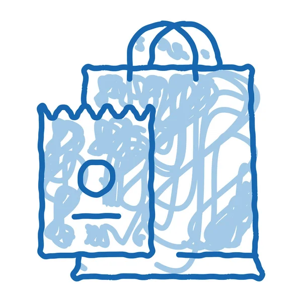 Bag Receipt Skizziert Symbolvektor Handgezeichnete Blaue Doodle Line Art Bag — Stockvektor