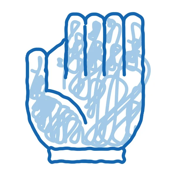 Gant Baseball Croquis Icône Vecteur Dessiné Main Bleu Doodle Ligne — Image vectorielle