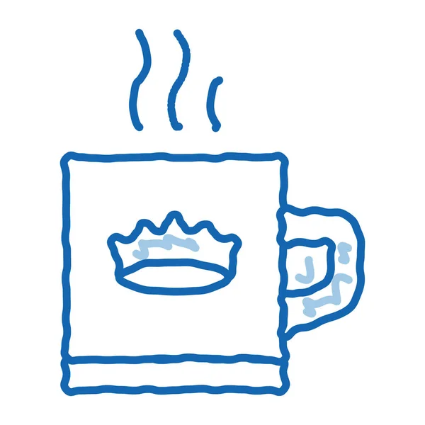 Crown Drink Cup Skizze Symbol Vektor Handgezeichnete Blaue Doodle Line — Stockvektor