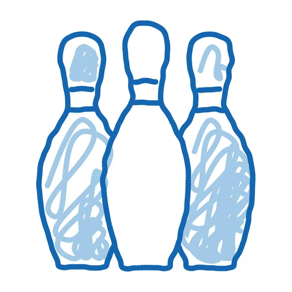 Bowling Skittles Sketch Icon Vector Hand Drawn Blue Doodle Line — Stock Vector
