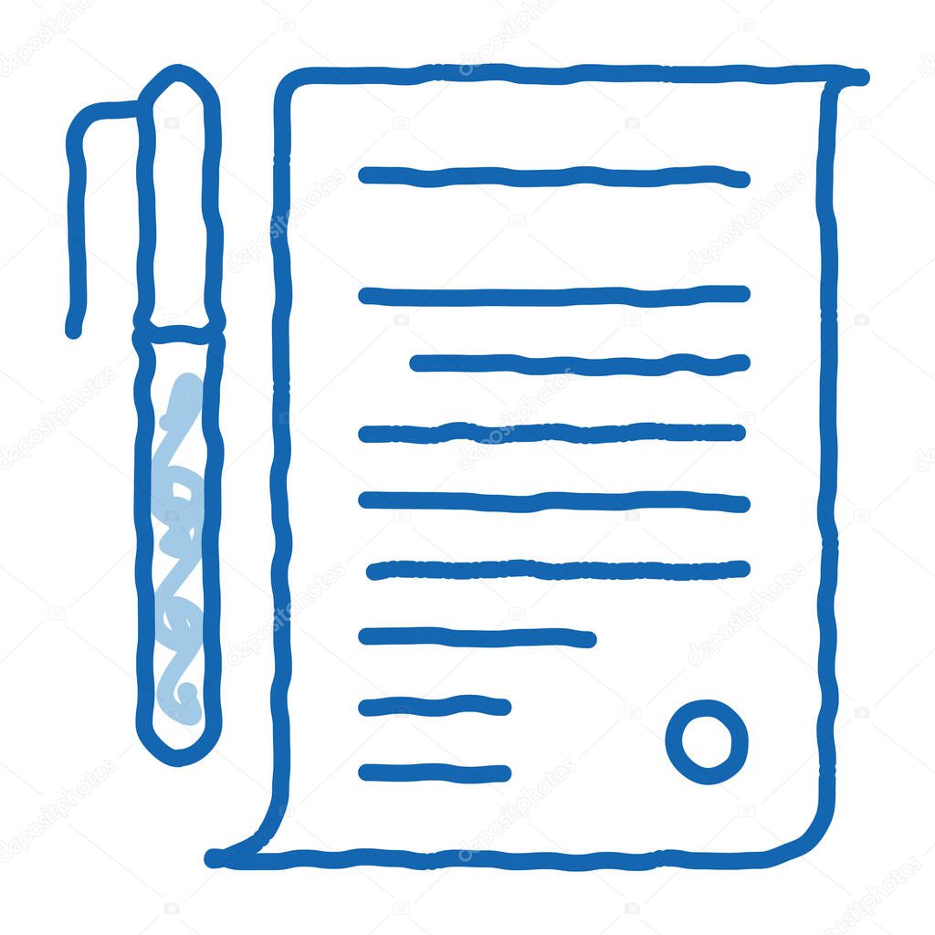 Agreement Pen sketch icon vector. Hand drawn blue doodle line art Agreement Pen isometric sign. isolated symbol illustration