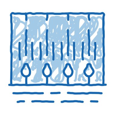 Sprey Bitki Aracı taslak ikon vektörü. El çizimi mavi karalama çizgisi. Sprey fabrika aleti izometrik işareti. izole edilmiş sembol çizimi