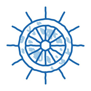 Direksiyon çizim ikonu vektörü. El çizimi mavi karalama çizgisi direksiyon izometrik işareti. izole edilmiş sembol çizimi