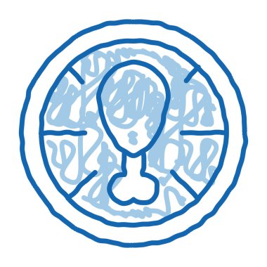 Pizza Chicken taslak ikon vektörü. El çizimi mavi karalama çizgisi Pizza Tavuk izometrik işareti. izole edilmiş sembol çizimi