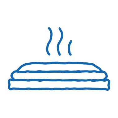 Hot Pizza taslak ikon vektörü. El çizimi mavi çizgili sanat eseri Sıcak Pizza izometrik işareti. izole edilmiş sembol çizimi