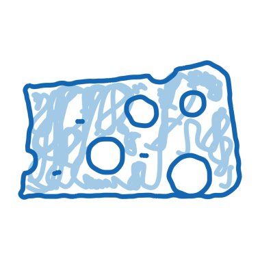 Parça Peynir taslak ikon vektörü. El çizimi mavi karalama çizgisi, çizim peyniri izometrik işareti. izole edilmiş sembol çizimi