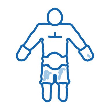 Kazanan Boxer taslak ikon vektörü. El çizimi mavi karalama çizgisi Kazanan Boksör işareti. izole edilmiş sembol çizimi