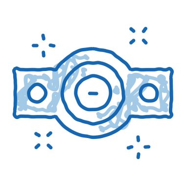 Şampiyonluk kemeri taslak ikon vektörü. El çizimi mavi karalama çizgisi sanat kemeri işareti. izole edilmiş sembol çizimi