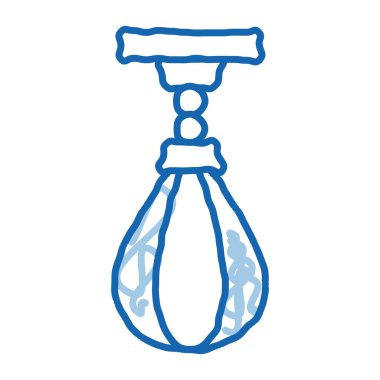 Poşet taslak ikon vektörünü yumrukluyorum. El çizimi mavi karalama çizgisi, kum torbası işareti. izole edilmiş sembol çizimi