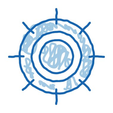 Kavurucu Güneş taslak ikon vektörü. El çizimi mavi karalama çizgisi Kavurucu Güneş işareti. izole edilmiş sembol çizimi