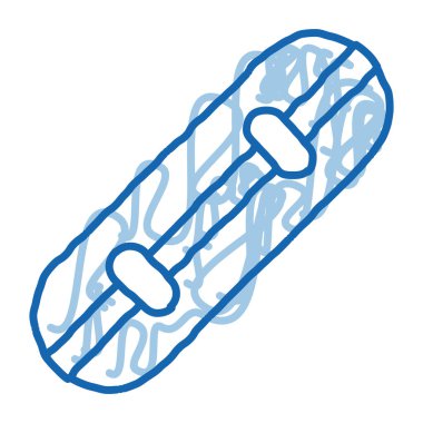 Kaykay taslak ikon vektörü. El çizimi mavi karalama çizgisi, tabela. izole edilmiş sembol çizimi