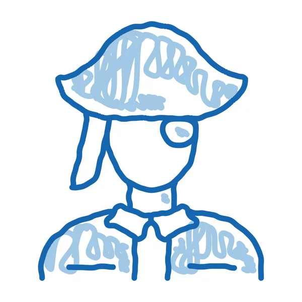 Pirate Silhouette Διάνυσμα Εικονίδιο Χειροποίητο Μπλε Doodle Γραμμή Τέχνης Pirate — Διανυσματικό Αρχείο
